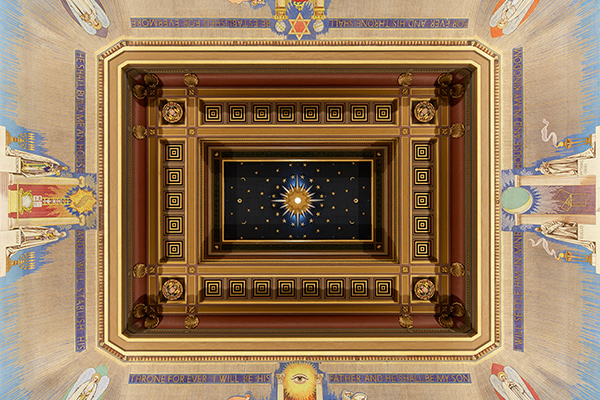 Detail of Ceiling in Grand Temple, Freemasons Hall. Courtesy of UGLE